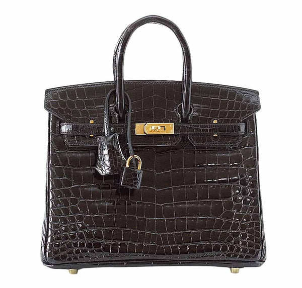 Hermes Birkin 25 Black Crocodile Bag 