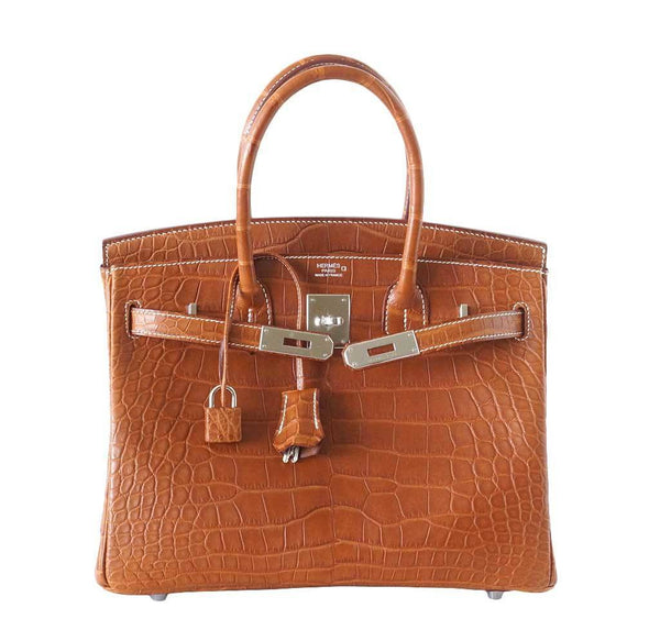 Hermes Birkin 30 Alligator Fauve Barenia New Front Open