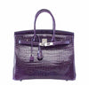 Hermes Birkin 35 Crocodile Amethyst New Front Open