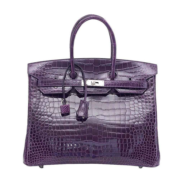 Hermes Birkin 35 Crocodile Amethyst Bag