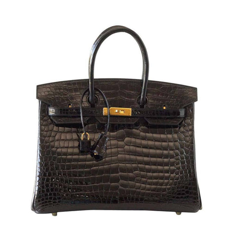 Hermes Birkin 35 Crocodile Bag Black 