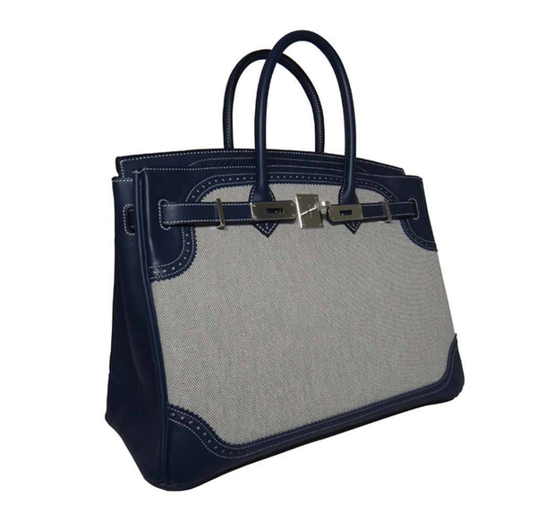 Hermes Birkin 35 Ghillies Blue de Prusee New Side