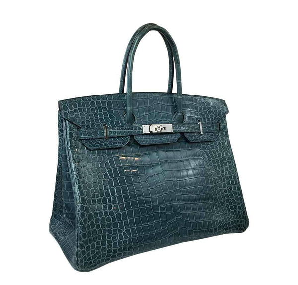 Hermes Birkin 35 Malachite Crocodile Used Side