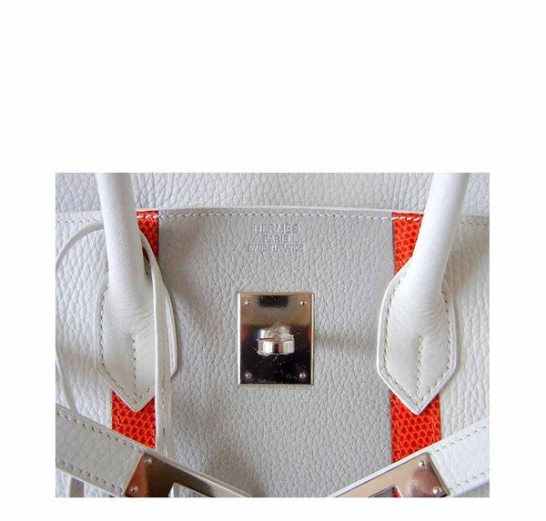 Hermes Birkin 35 White Club Lizard New Detail