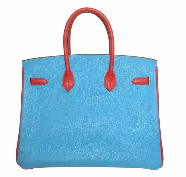 Hermes Birkin 35 special order blue red green preloved back grande