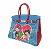 Hermes Birkin 35 special order blue red green preloved side