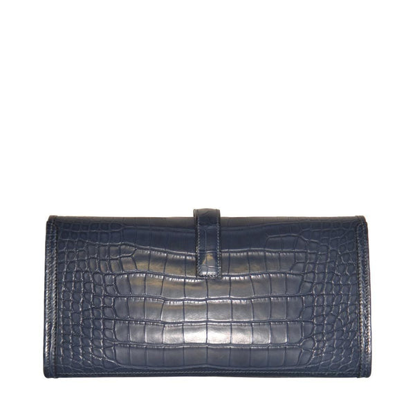 Hermes Jige Alligator Blue Indigo New Back