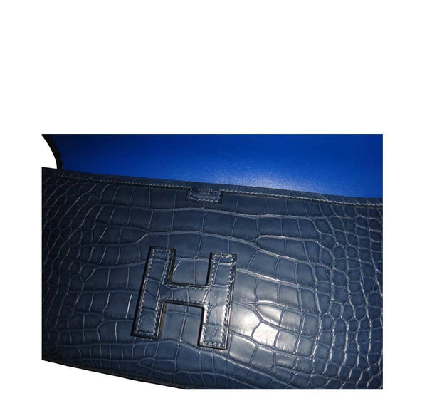 Hermes Jige Alligator Blue Indigo New Detail