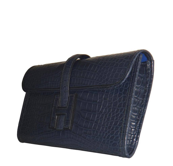 Hermes Jige Alligator Blue Indigo New Side