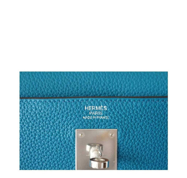 Hermes Kelly 32 Blue Izmir Used Embossing