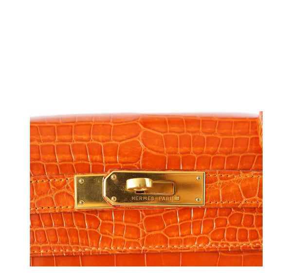 Hermes Kelly 32 Crocodile Used Engraving