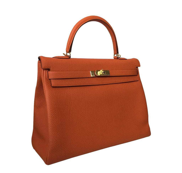 Hermes Kelly 35 Orange New Side