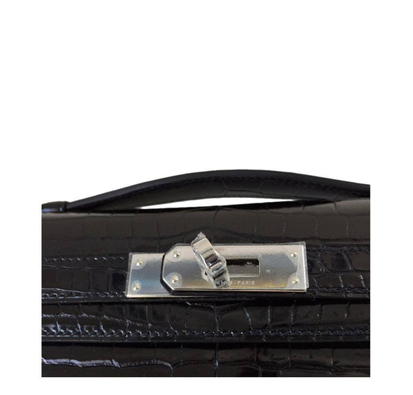 Hermes Kelly Cut Crocodile Black New engraving