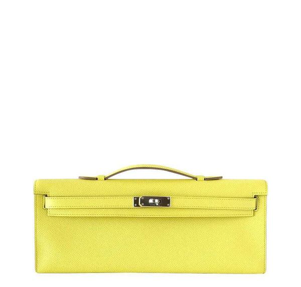 Hermes Kelly Cut Clutch Lime Bag