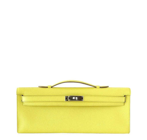 Hermes Kelly Cut Clutch Lime Bag