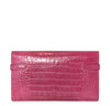 Hermes Kelly Long Wallet Clutch Fuschia Crocodile Used Back