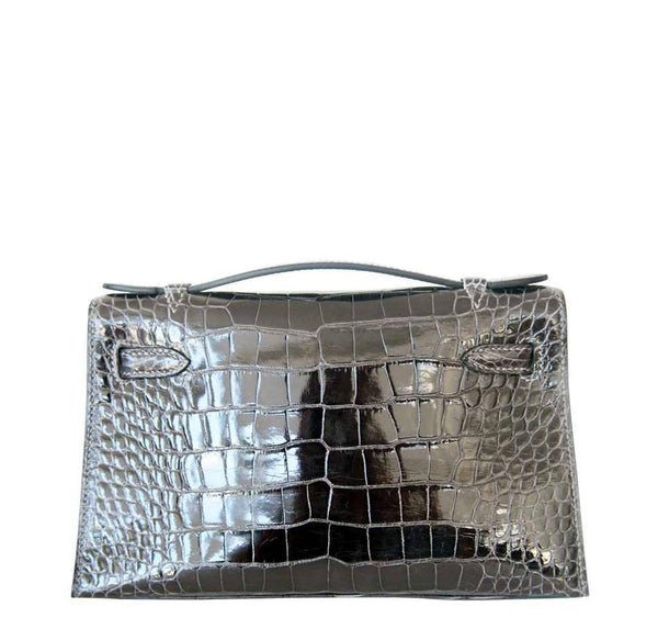 Hermes Kelly Mini Pochette Alligator Graphite New Back