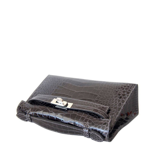 Hermes Kelly Mini Pochette Alligator Graphite New Flat