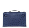 Hermes Kelly Mini Pochette Ostrich Blue Sapphire Used back