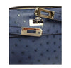 Hermes Kelly Mini Pochette Ostrich Blue Sapphire Used engraving