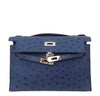 Hermes Kelly Mini Pochette Ostrich Blue Sapphire Used Open