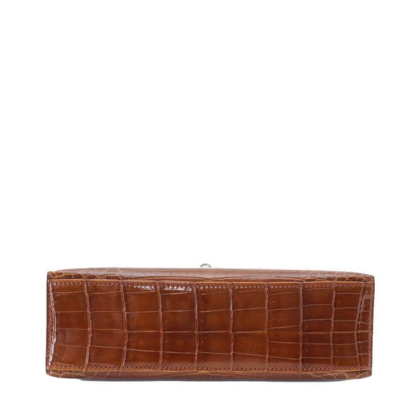 Hermes Kelly Pochette Crocodile Miel New Bottom