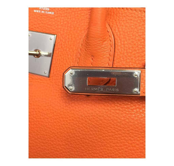 Hermes birkin feu orange engraving