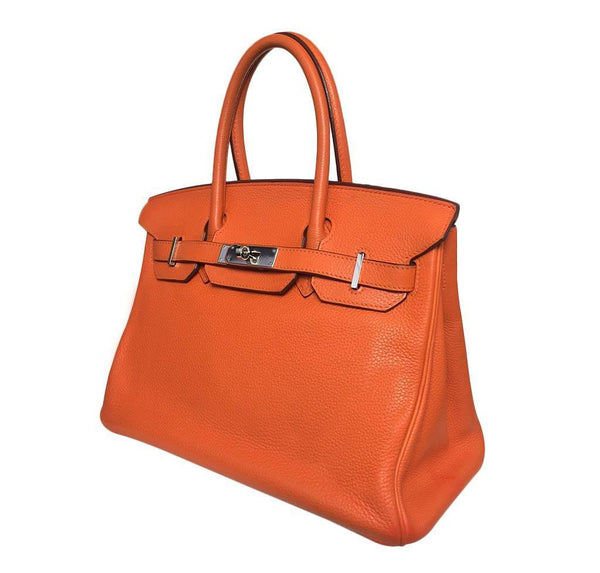 Hermes birkin feu orange side