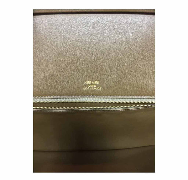 Hermes birkin grizzly vert de gris veau suede used embossing