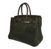 Hermes birkin grizzly vert de gris veau suede used open