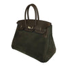 Hermes birkin grizzly vert de gris veau suede used side