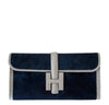 Hermes Jige Blue Suede Lizard Bag