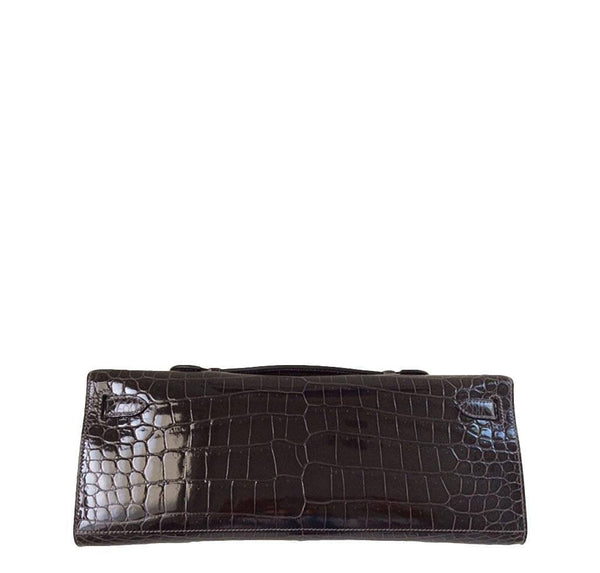 Hermes kelly cut croc graphite new back