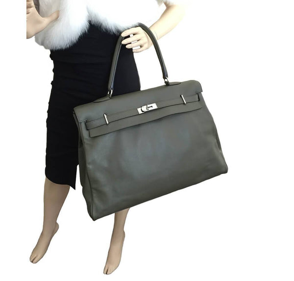 Hermes Kelly Travel 50 Vert De Gris Used Overview