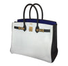 Hermes special order horseshoe birkin blue white graphite used open