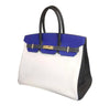 Hermes special order horseshoe birkin blue white graphite used side