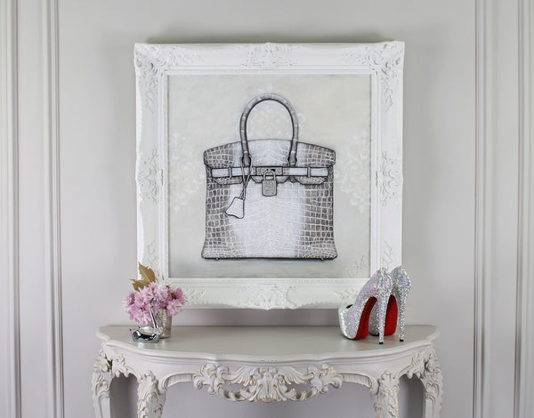 Original Himalayan Hermes Birkin Painting on Wall With Shoes