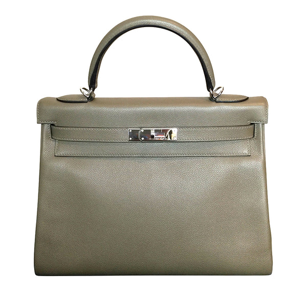 Hermes Kelly Retourne 32 Veau Evercolor Origan PHW Excellent Front