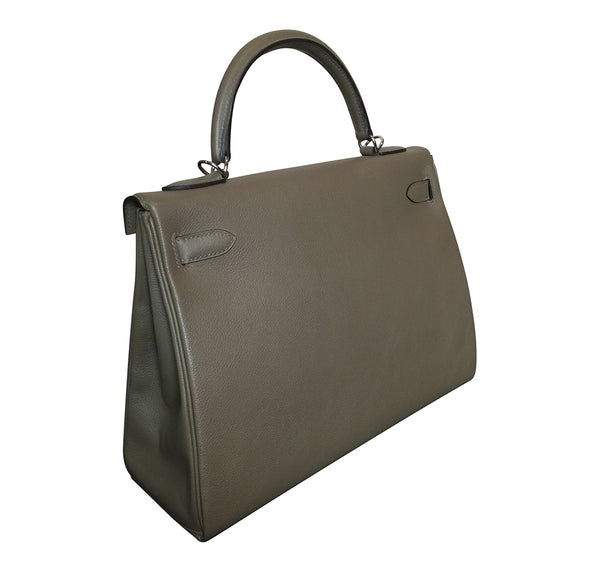 Hermes Kelly Retourne 32 Veau Evercolor Origan PHW Excellent Back