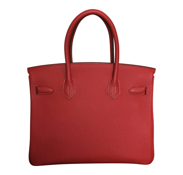 Hermes Birkin 30 Vermilion Veau Togo Bag PHW pristine back