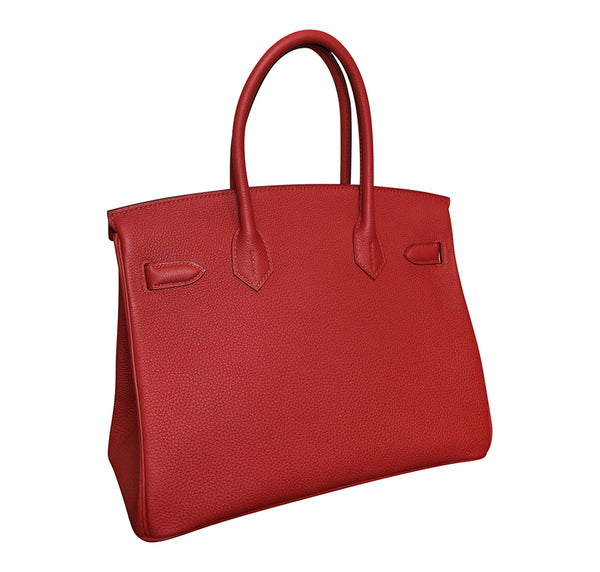 Hermes Birkin 30 Vermilion Veau Togo Bag PHW pristine side back