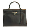 Hermes Kelly 35 Ebene Evergrain Calfskin very good palladium front