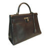 Hermes Kelly 35 Ebene Evergrain Calfskin very good palladium side