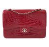 Chanel Red Jumbo Flap 2.55 Shiny Alligator Bag Excellent Front