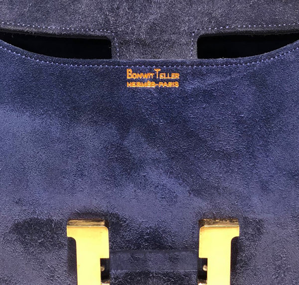 Hermes Constance 24 Vintage Navy Suede gold very good stamp