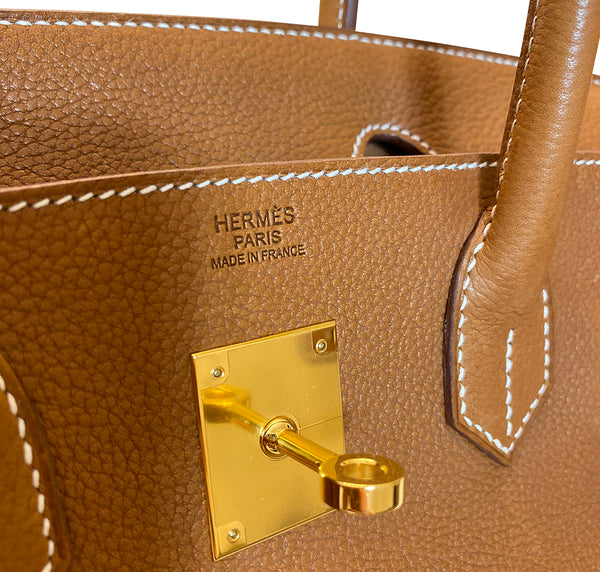  Hermès Birkin 30 Barenia Faubourg Fauve gold pristine embossing