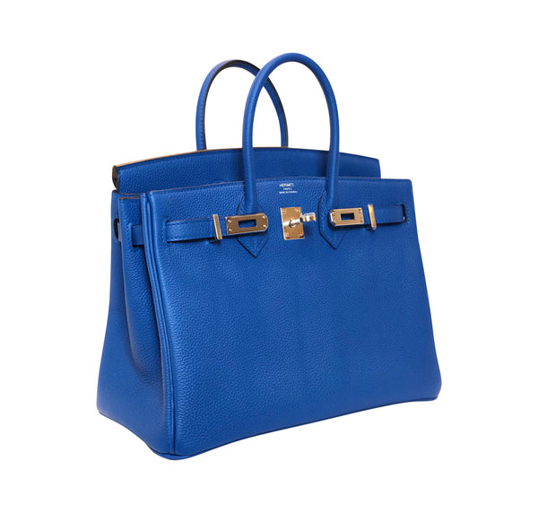 Hermes Birkin 25 Togo Bleu Zellige pristine palladium front side