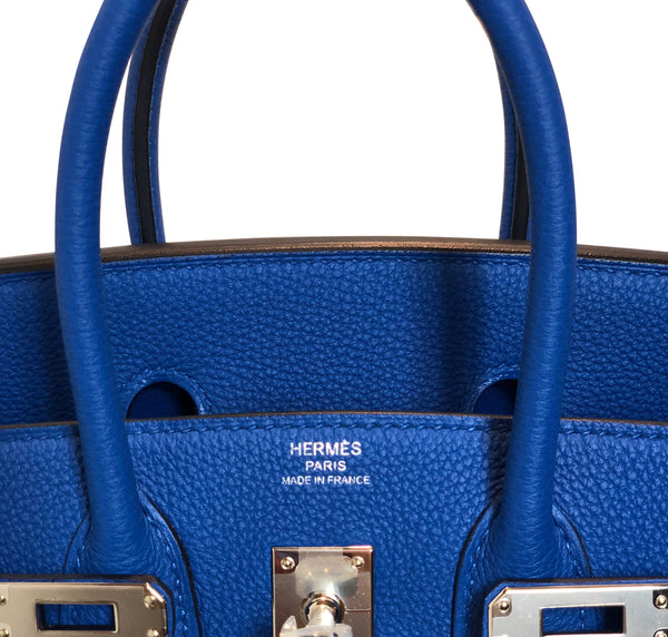 Hermes Birkin 25 Togo Bleu Zellige pristine palladium embossing