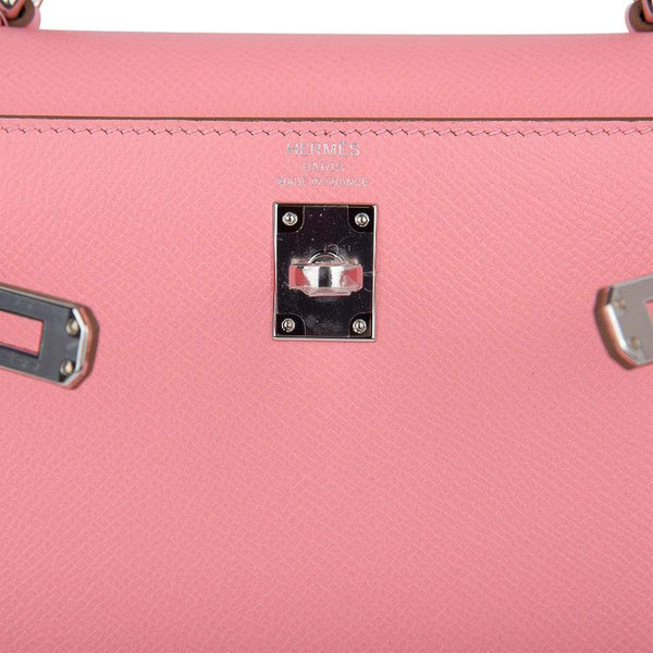 Hermes Kelly 25 Pink Rose Confetti Epsom Palladium Pristine Bag Lock