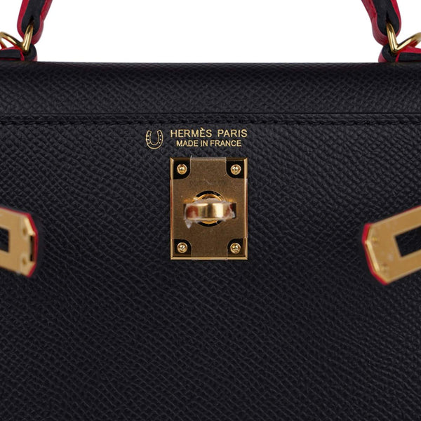 Hermes Kelly 20 Mini HSS Black Rose Extreme Gold Pristine Stamp